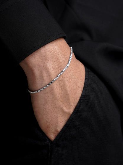 Box Chain 2 MM Silver Men's Bracelet