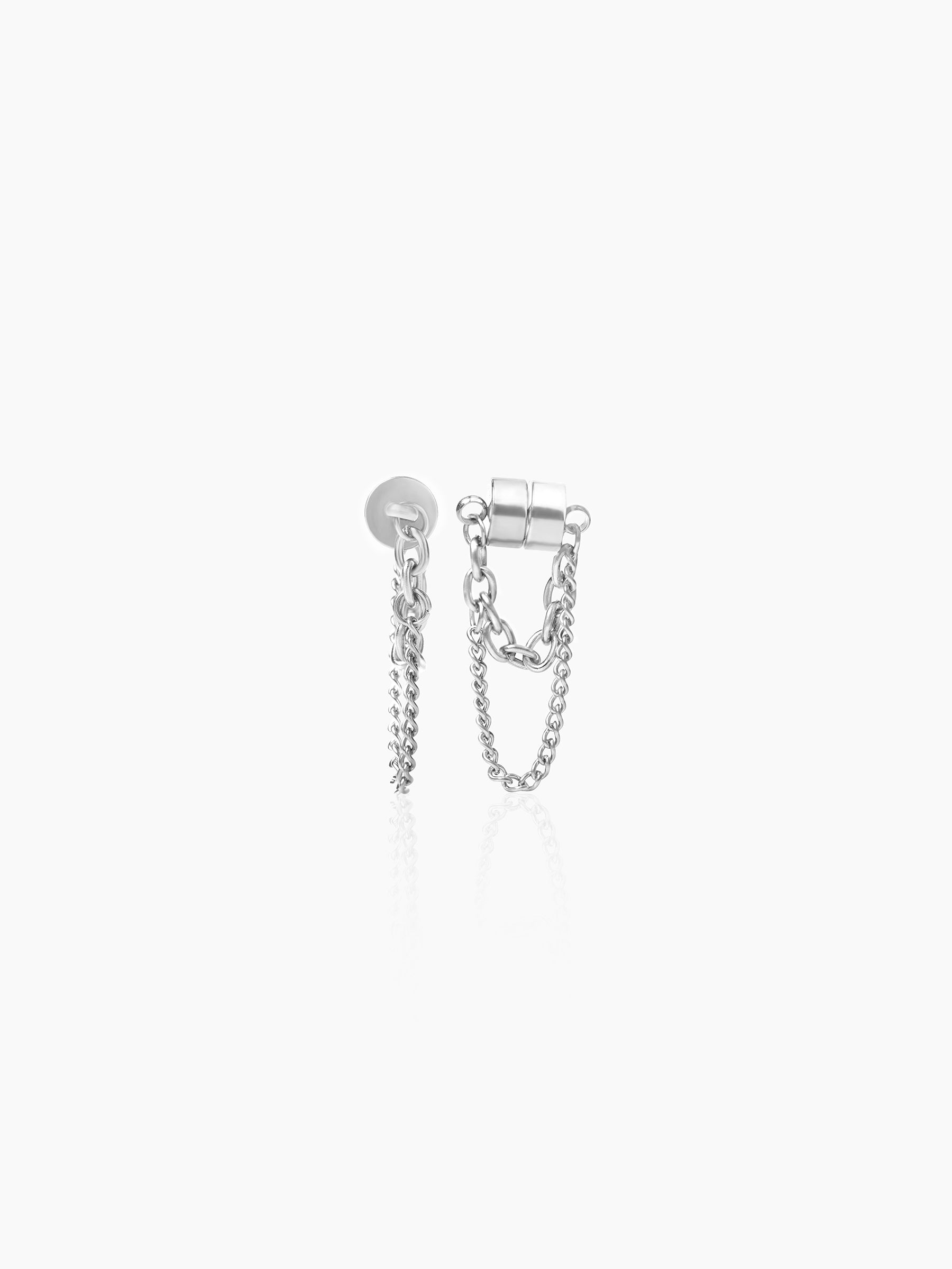 Brain Silver Men's Earrings Silver