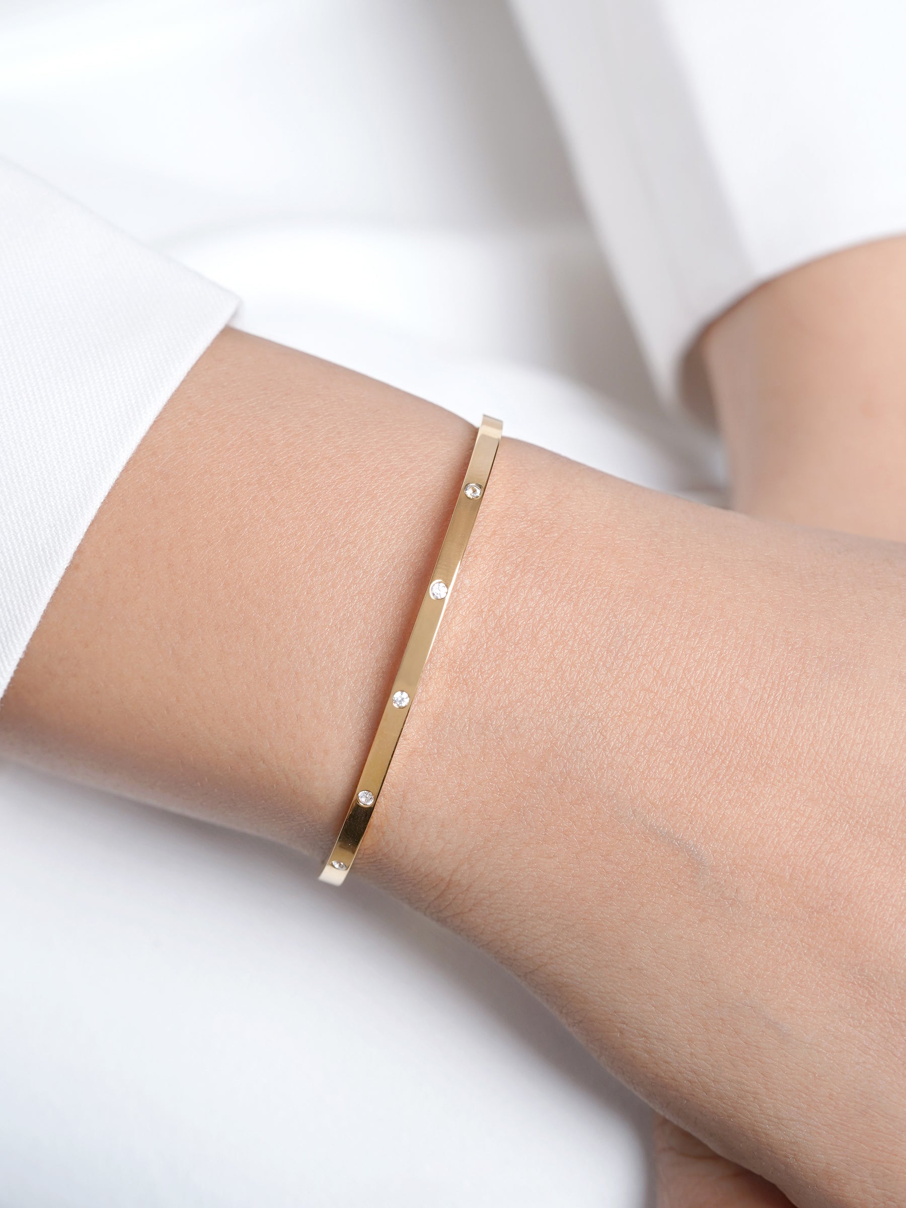 Bree Diamond 18K Gold Plated Cuff Bracelet