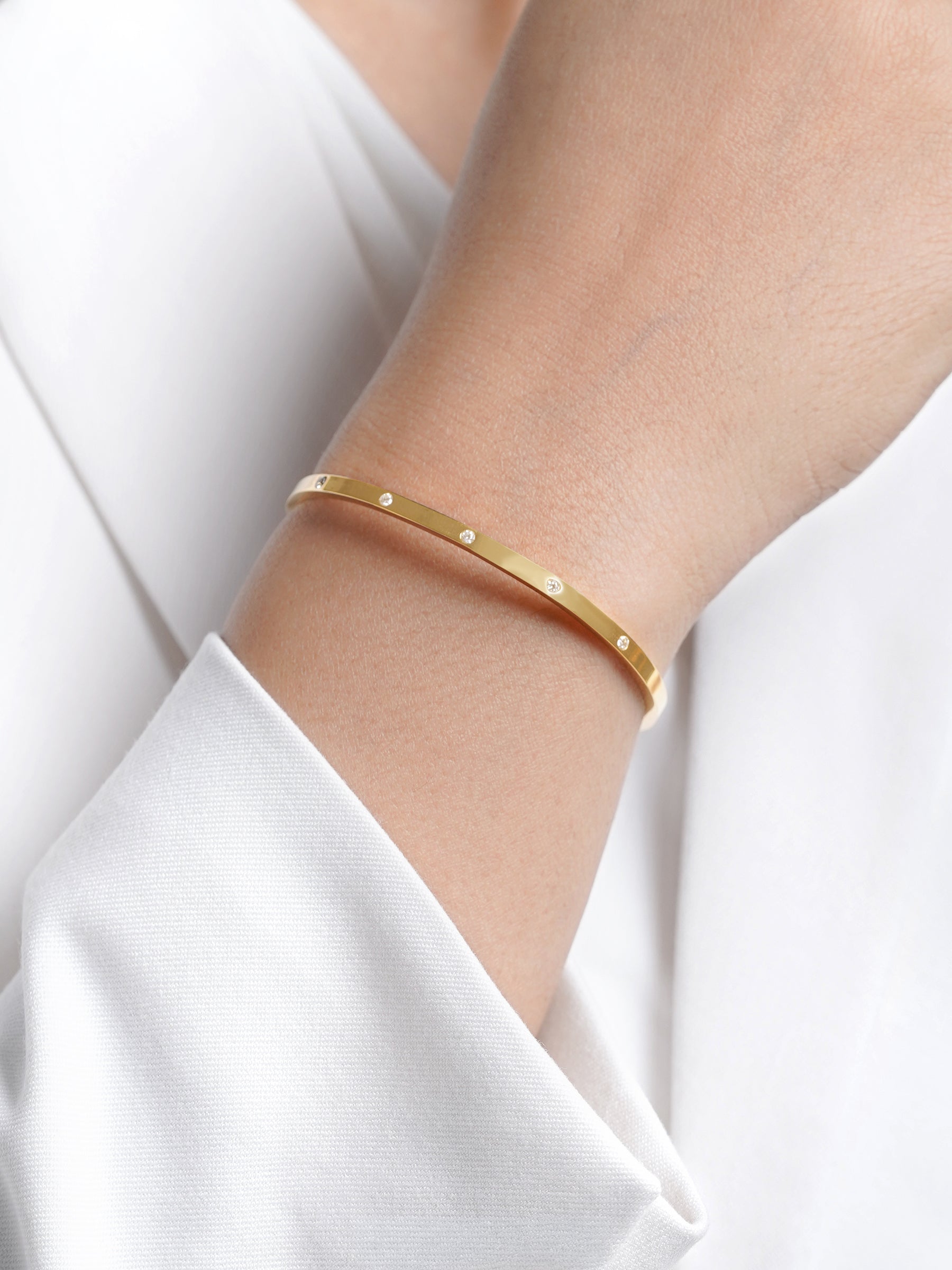 Bree Diamond 18K Gold Plated Cuff Bracelet