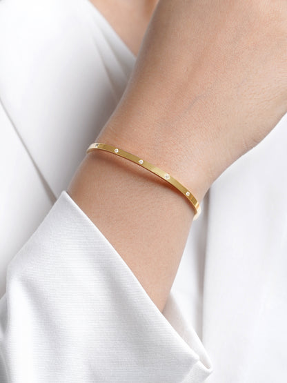 Bree Diamond 18K Gold Plated Cuff Bracelet