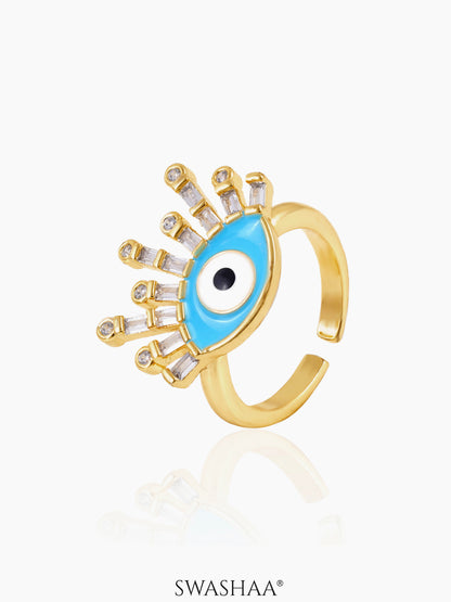 Bruce Eye 18K Gold Plated Ring Aqua 18k Gold Plated