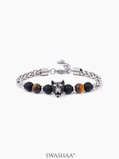 Brucel Men's Beaded Bracelet Silver