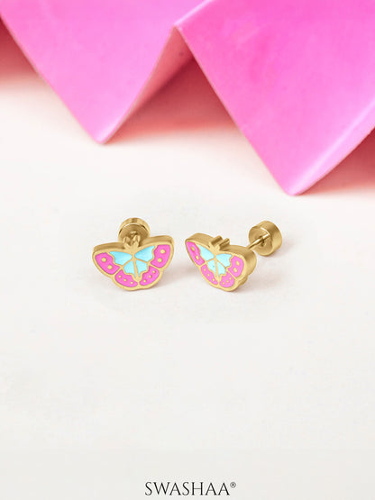Bubbly Butterfly 18K Gold Plated Kid's Earrings
