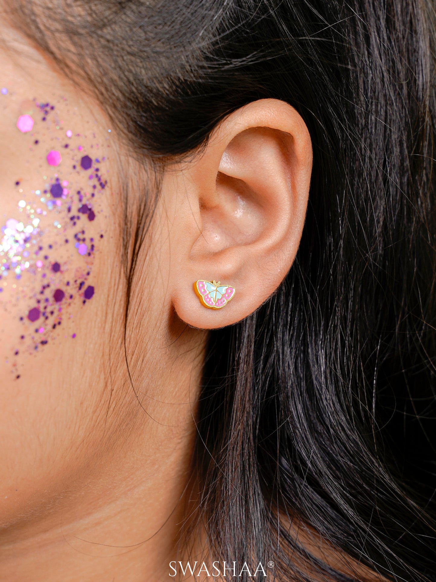 Bubbly Butterfly 18K Gold Plated Kid's Earrings