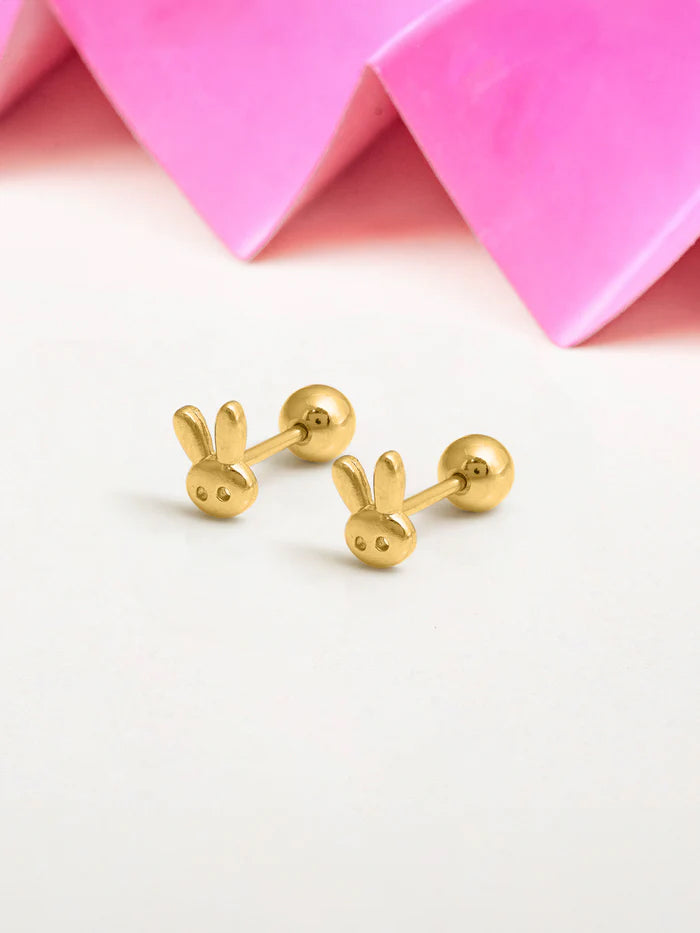 Bun Bun 18K Gold Plated Kid's Earrings
