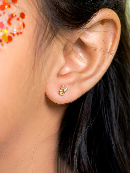 Bun Bun 18K Gold Plated Kid's Earrings