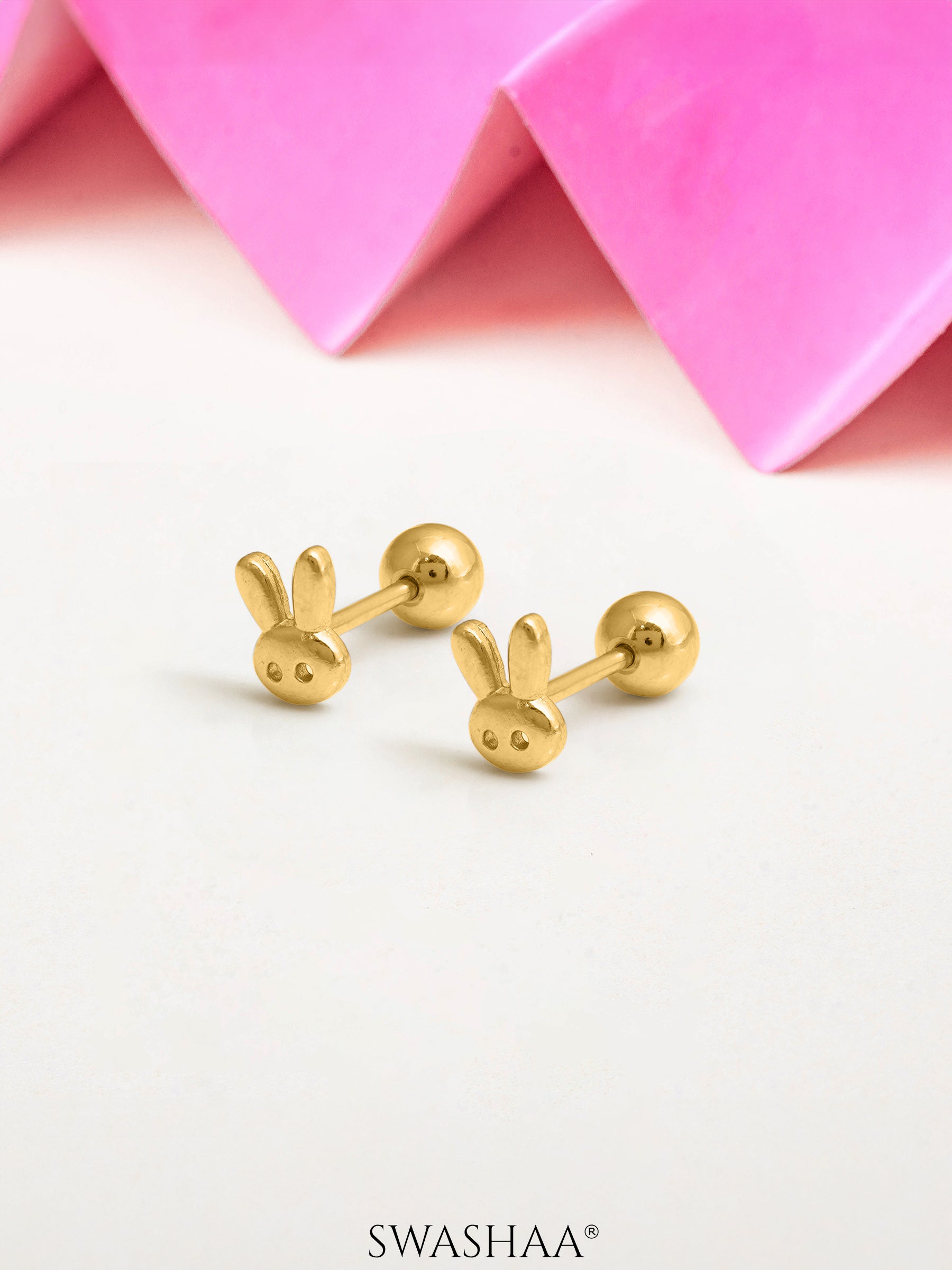 Bun Bun 18K Gold Plated Kid's Earrings