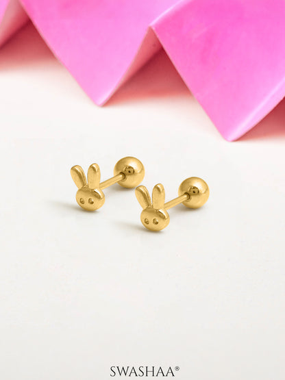 Bun Bun 18K Gold Plated Kid's Earrings