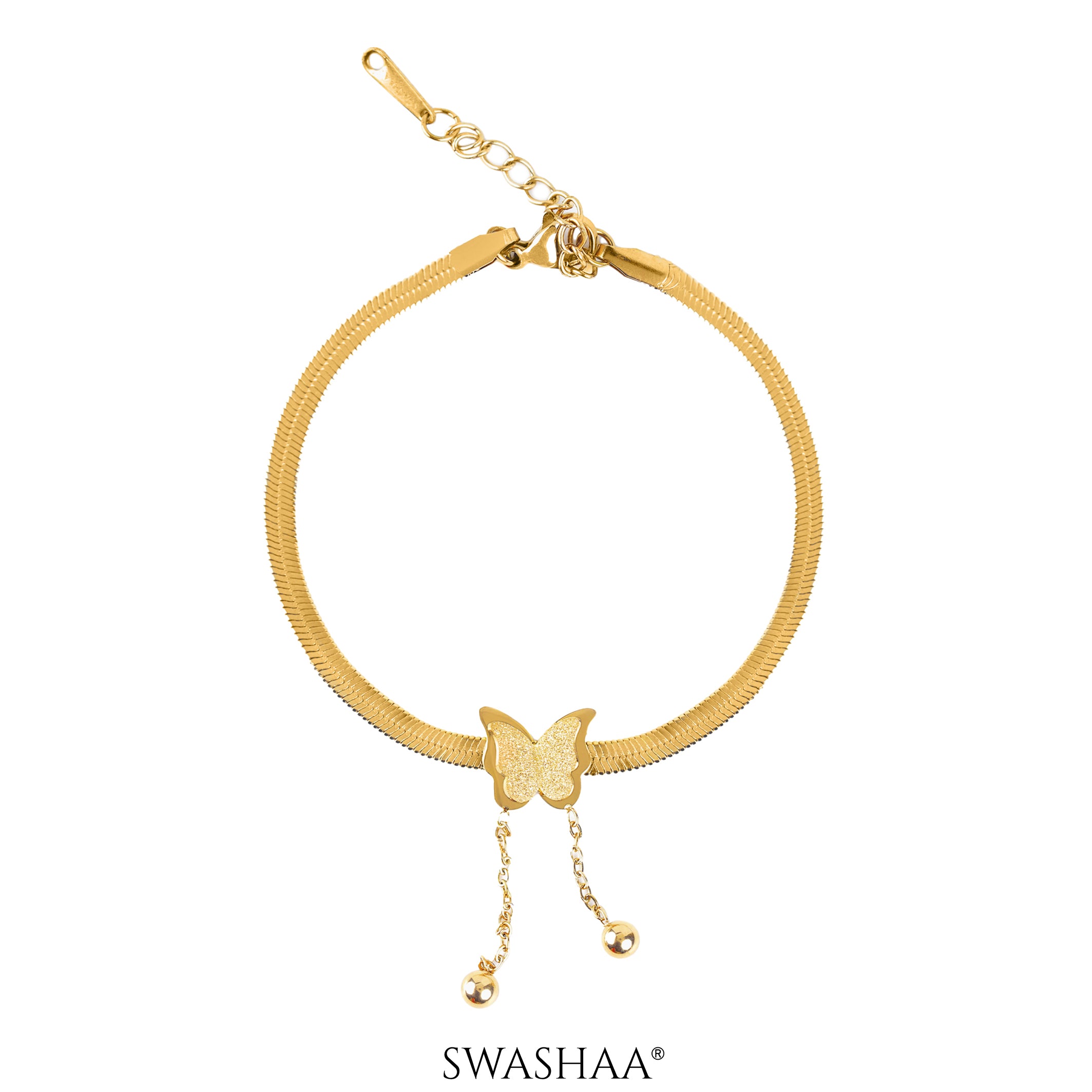 Butterfly Snake Chain Bracelet 18K Gold Plated