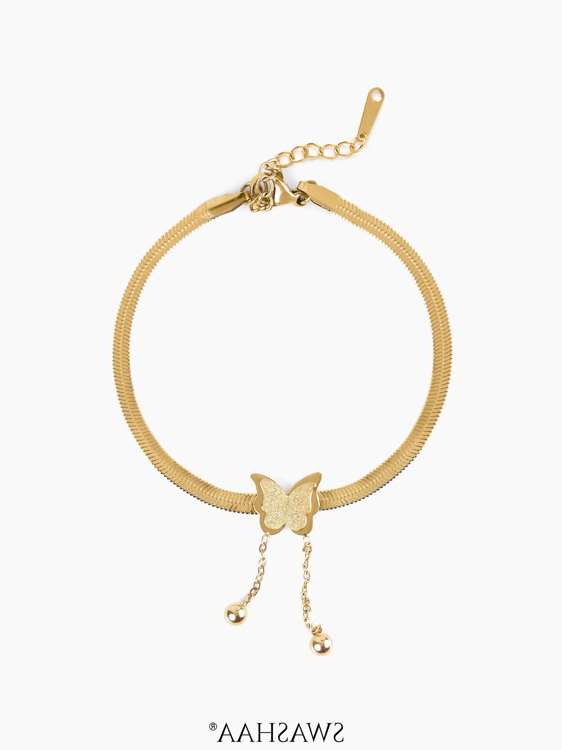 Butterfly Snake Chain Bracelet 18K Gold Plated