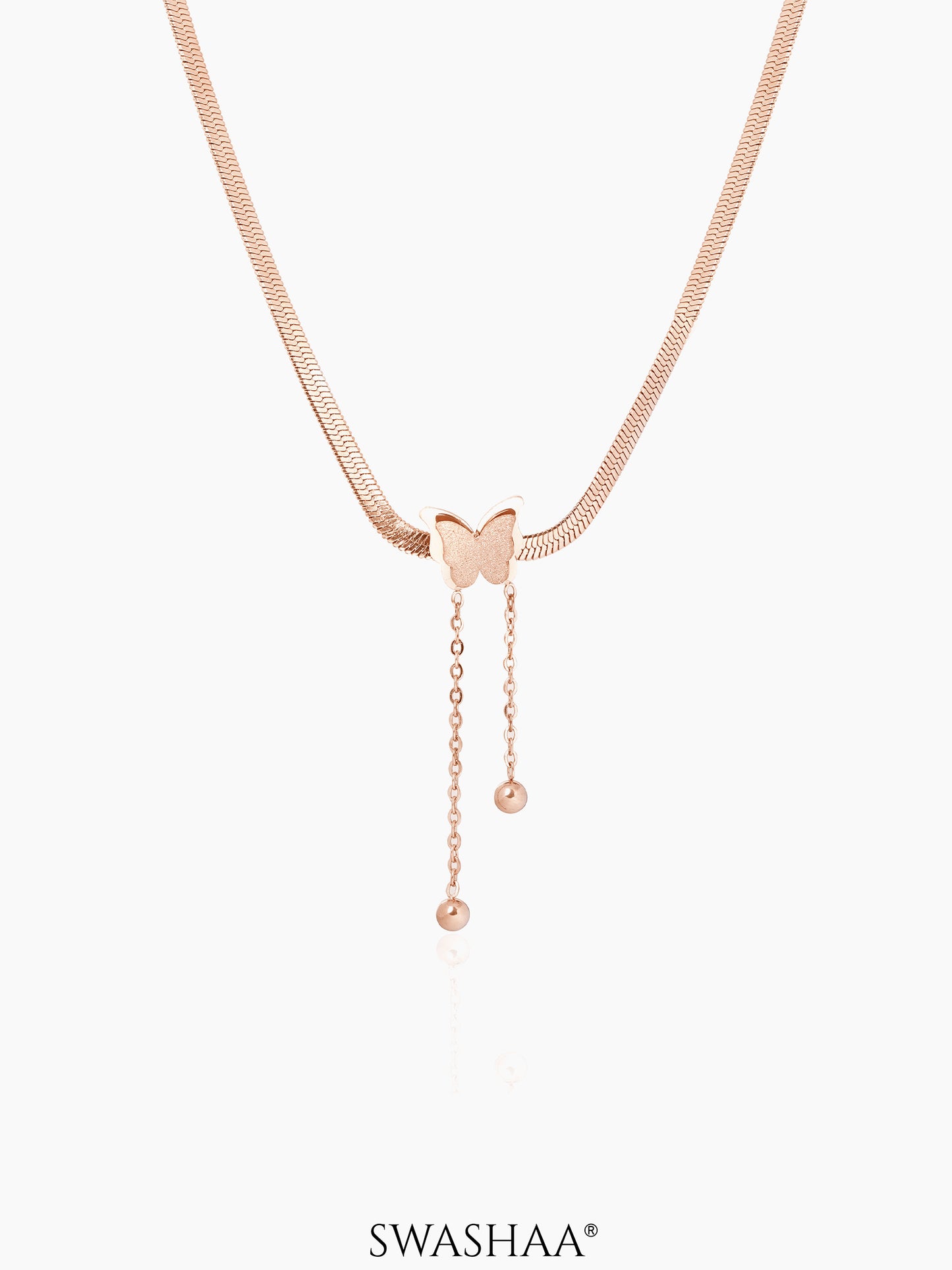 Butterfly Snake Chain Necklace Rosegold