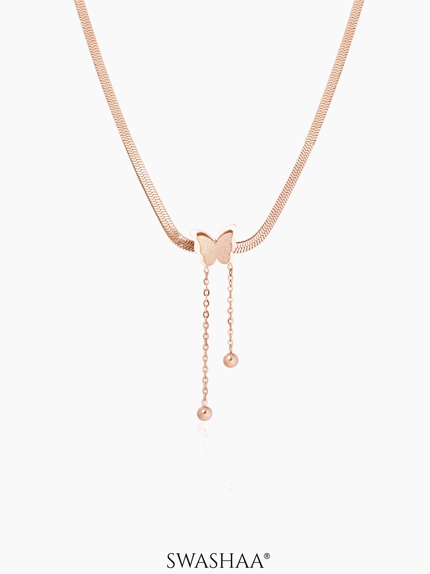 Butterfly Snake Chain Necklace Rosegold