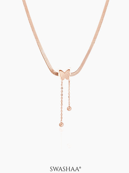 Butterfly Snake Chain Necklace Rosegold