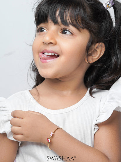 Butterfly & Cupcake 18K Gold Plated Kid's Kada Bracelet