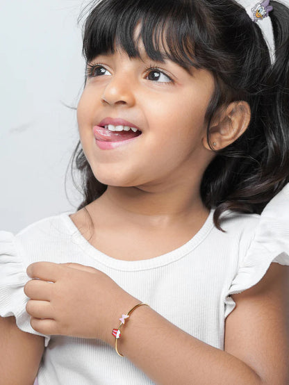 Butterfly & Cupcake 18K Gold Plated Kid's Kada Bracelet