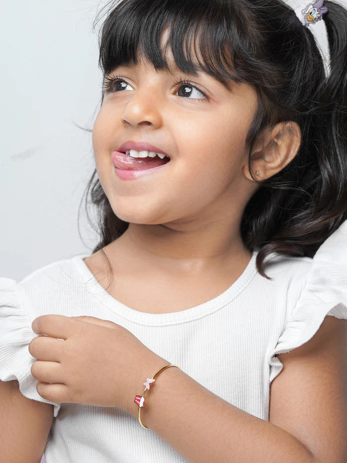 Butterfly & Cupcake 18K Gold Plated Kid's Kada Bracelet