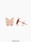 Butterfly Women's Stud Earrings Rosegold Plated