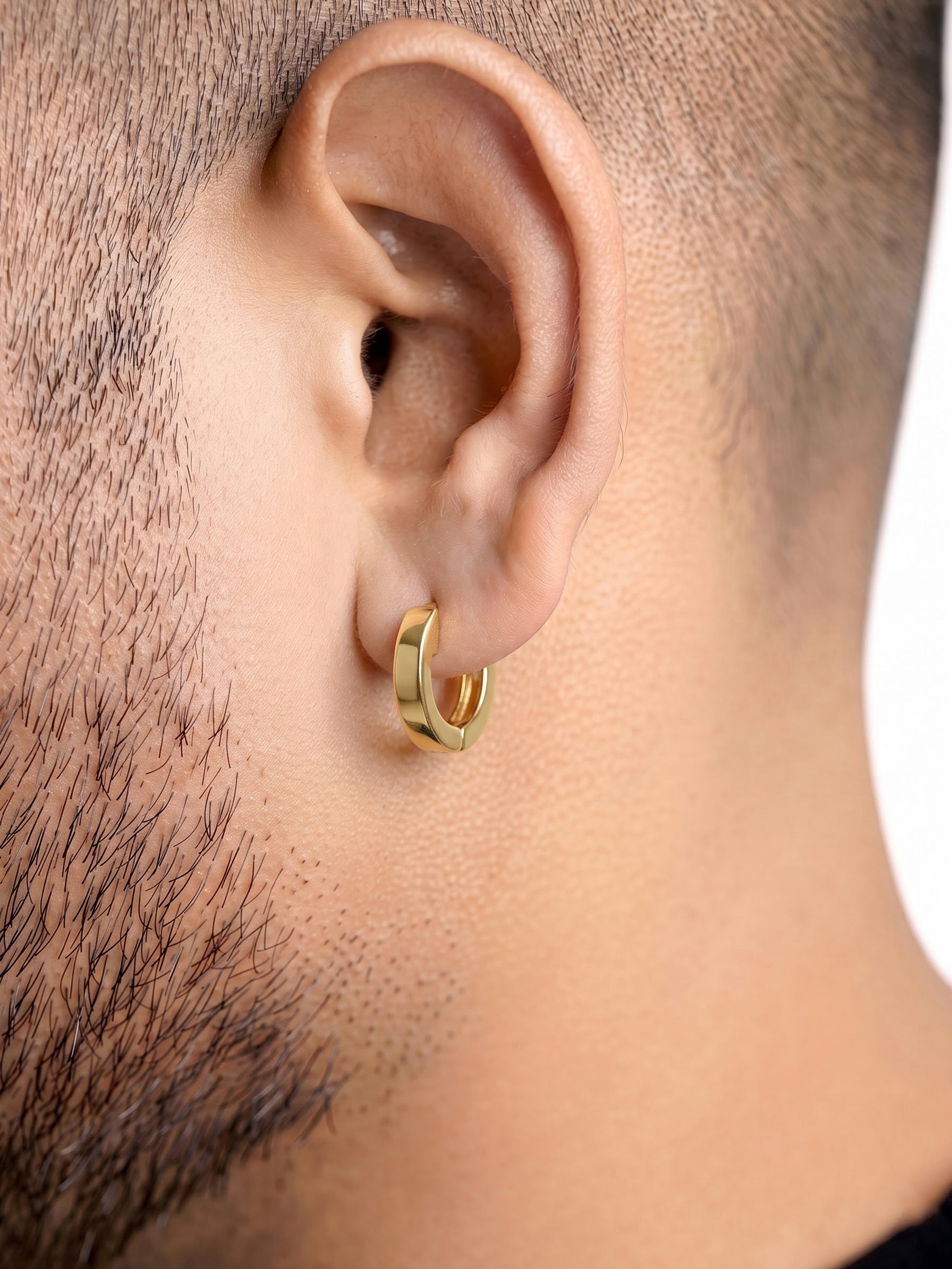 Caelan Solid 18K Gold Plated Men's Hoop Earrings