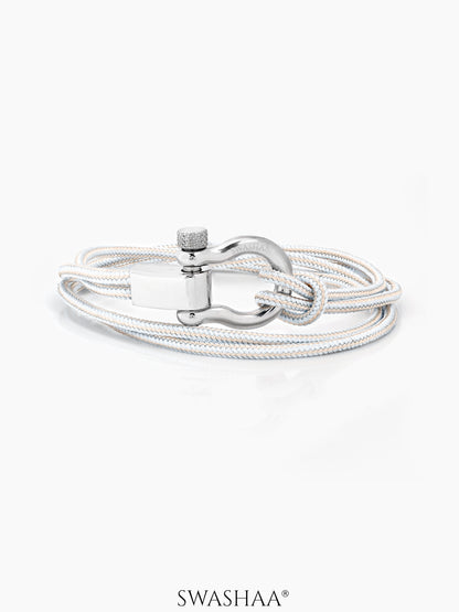 Caius Multi-Wrap Men's Rope Bracelet Silver