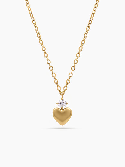 Calira Heart Solitaire 18K Gold Plated Necklace Gold