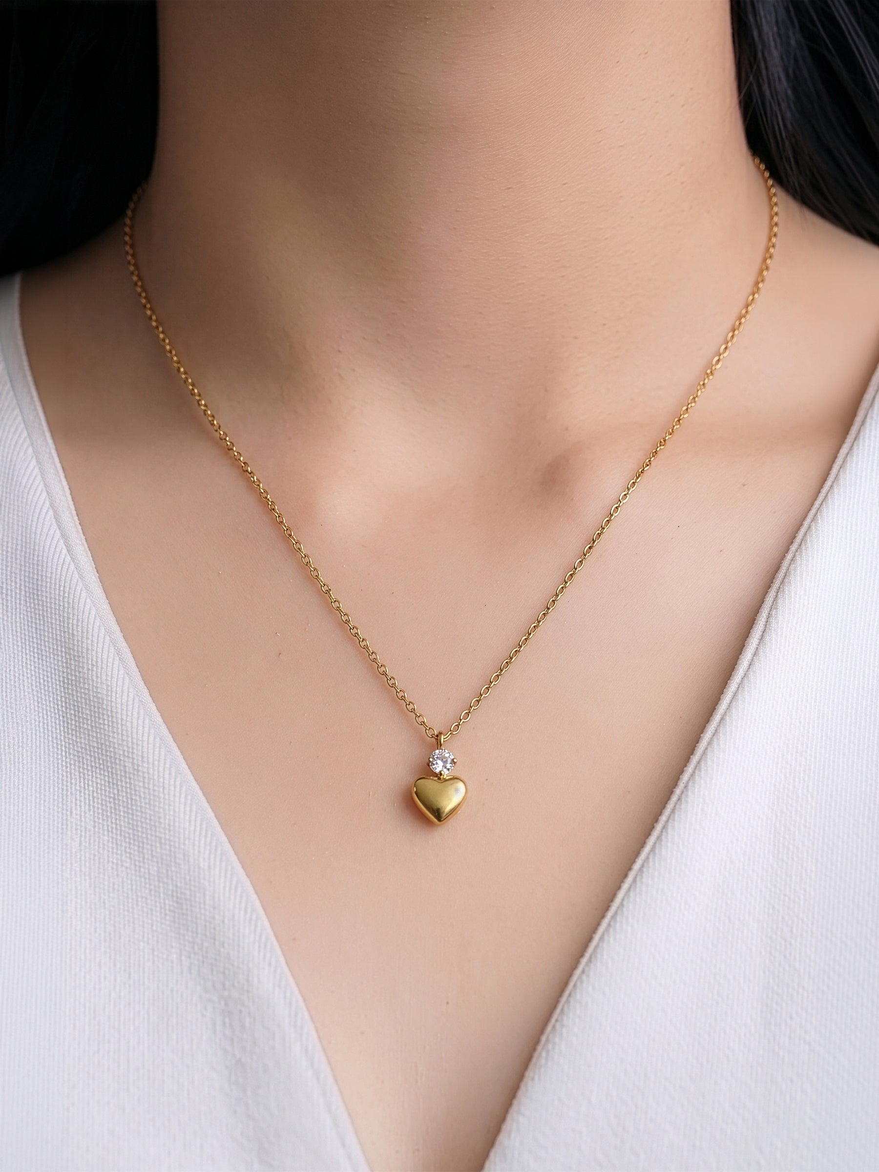Calira Heart Solitaire 18K Gold Plated Necklace