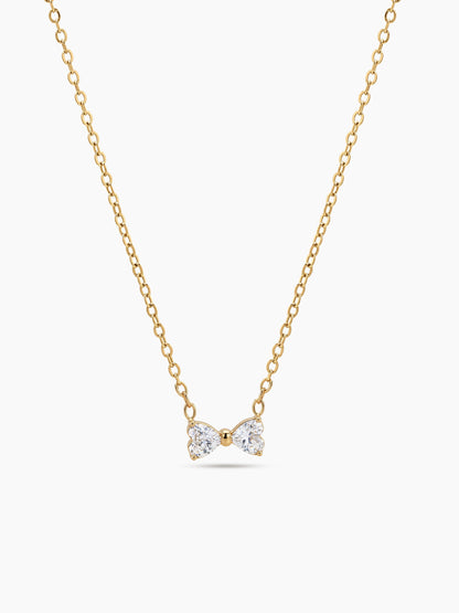 Calista Diamond Bow 18K Gold Plated Necklace Gold