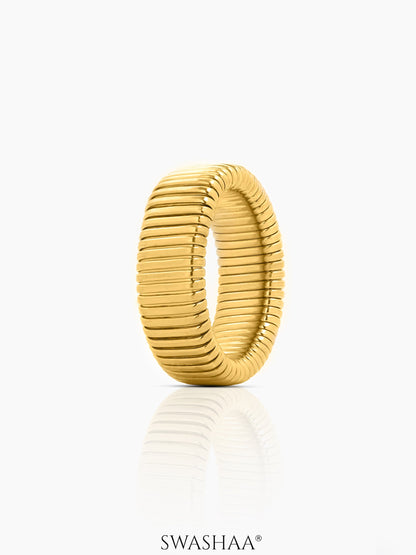 Abby Ribbed Ring 18K Gold Plated