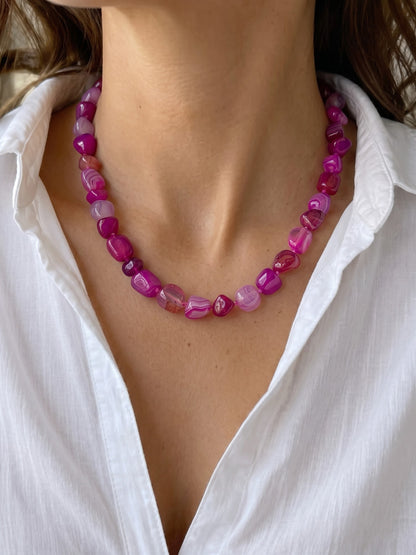 Candy Crush Pink Women's Beaded Necklace