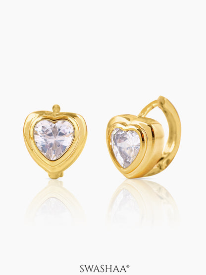 Cassius Heart 18K Gold Plated Hoop Earrings Gold