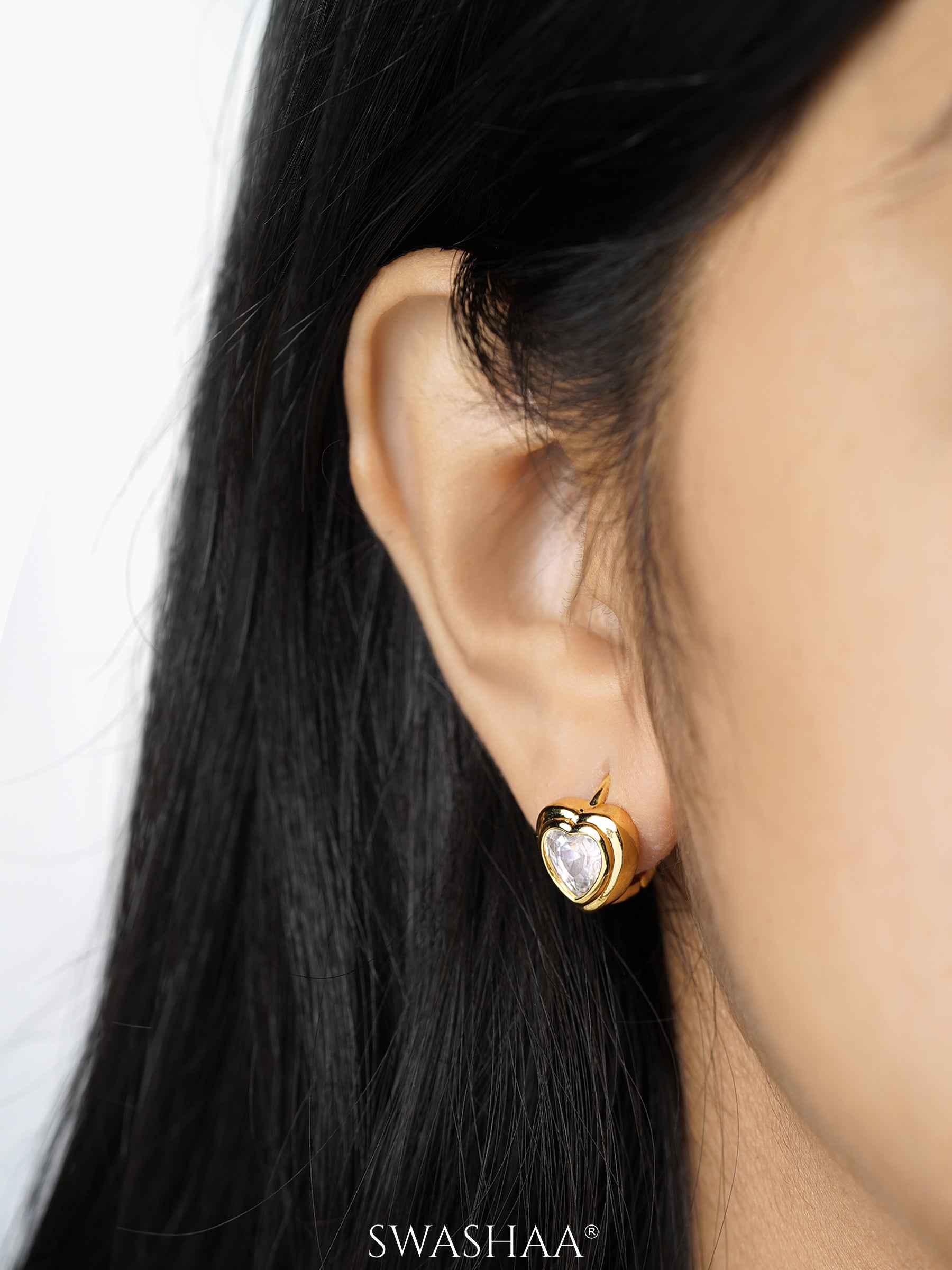 Cassius Heart 18K Gold Plated Hoop Earrings