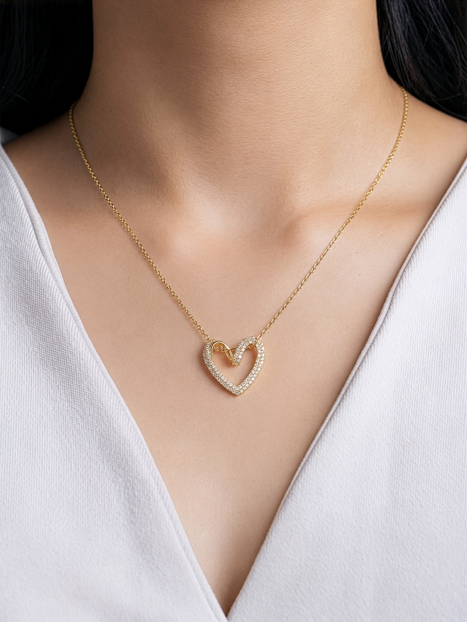 Cazira Diamond Heart 14K Gold Plated Necklace