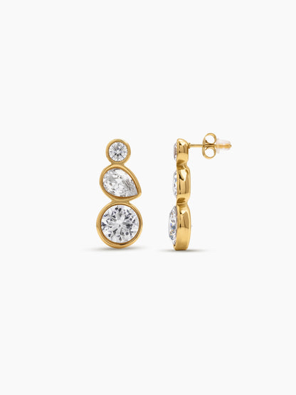 Celora Solitaire Drop 18K Gold Plated Earrings Gold