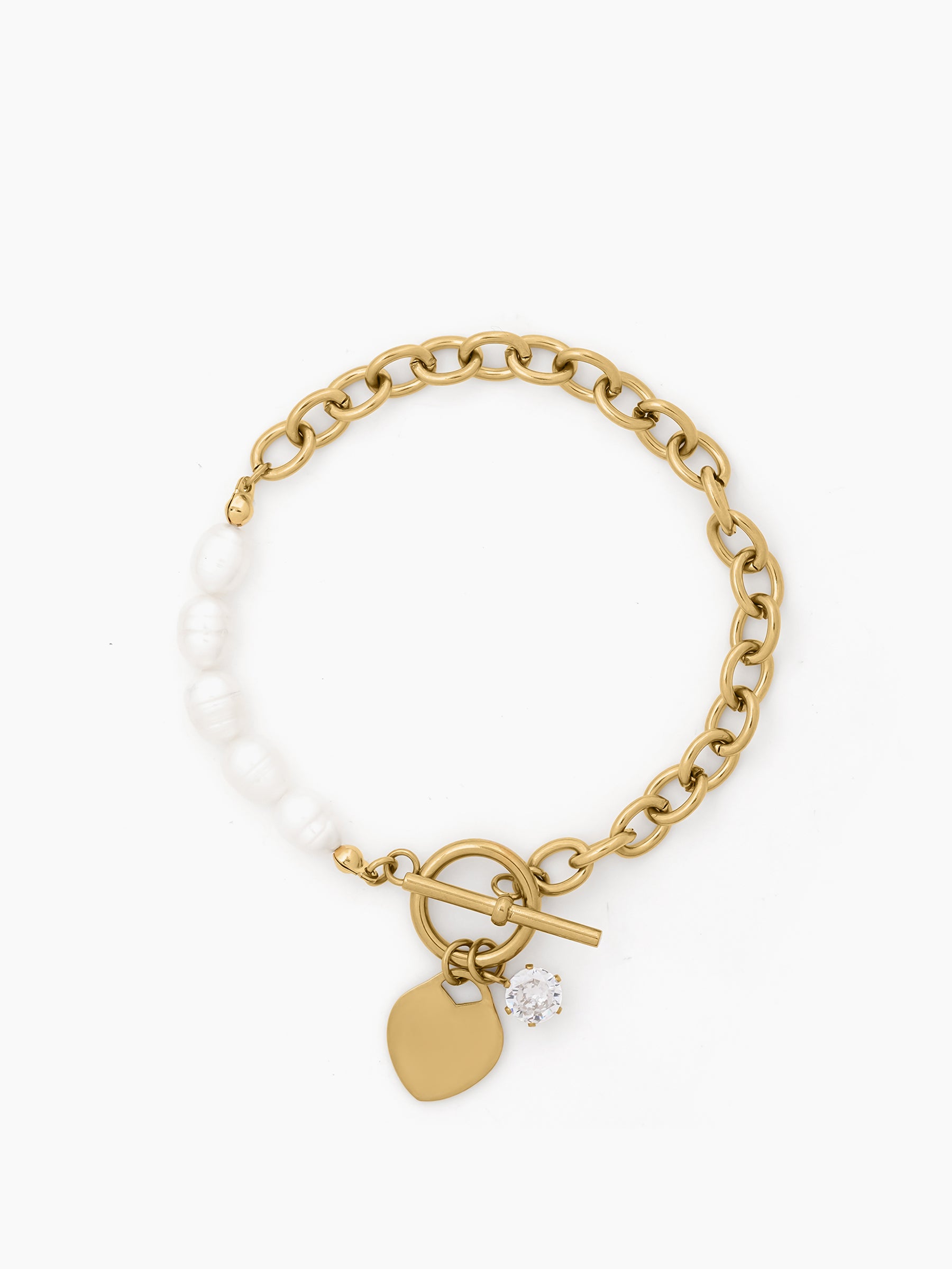 Celviana Heart Pearl 18K Gold Plated Bracelet