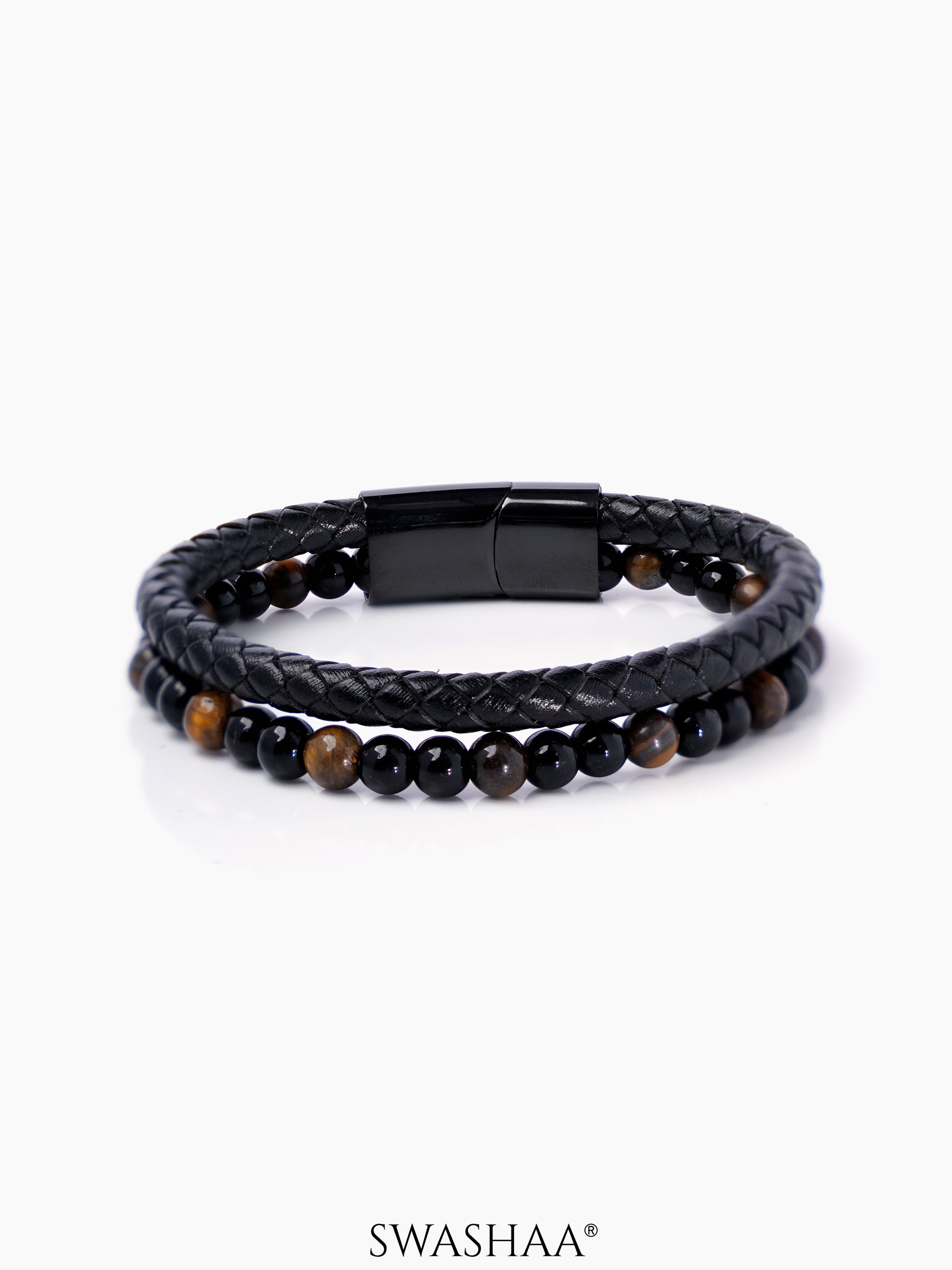 Charles Men's Leather Bracelet Black