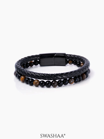 Charles Men's Leather Bracelet Black