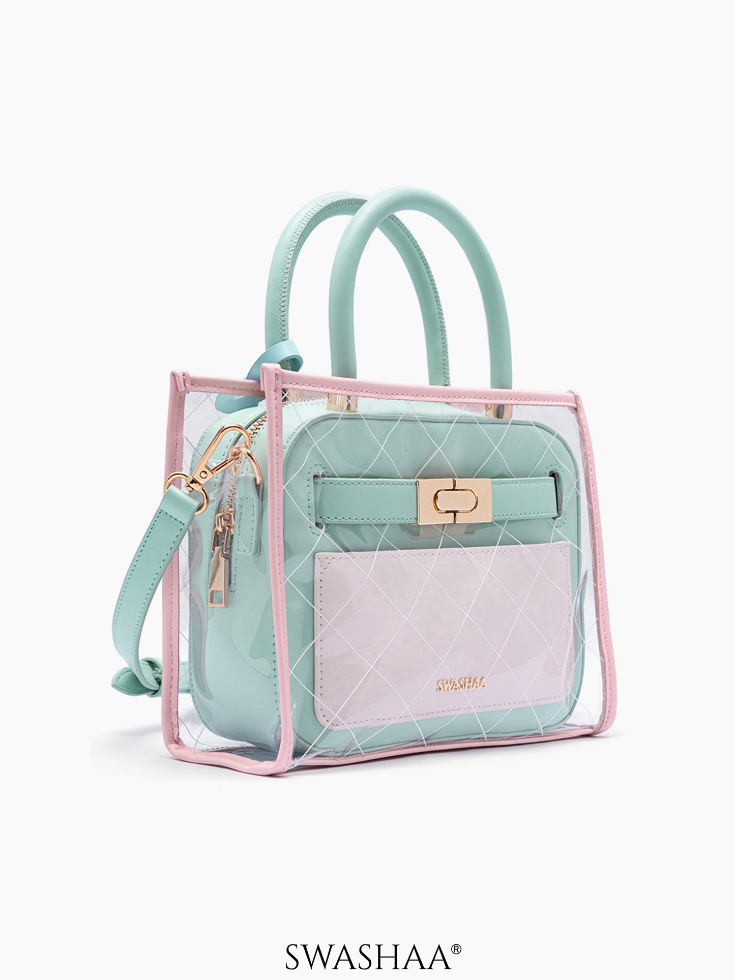 Cherie Transparent Inlay Leather Handbag