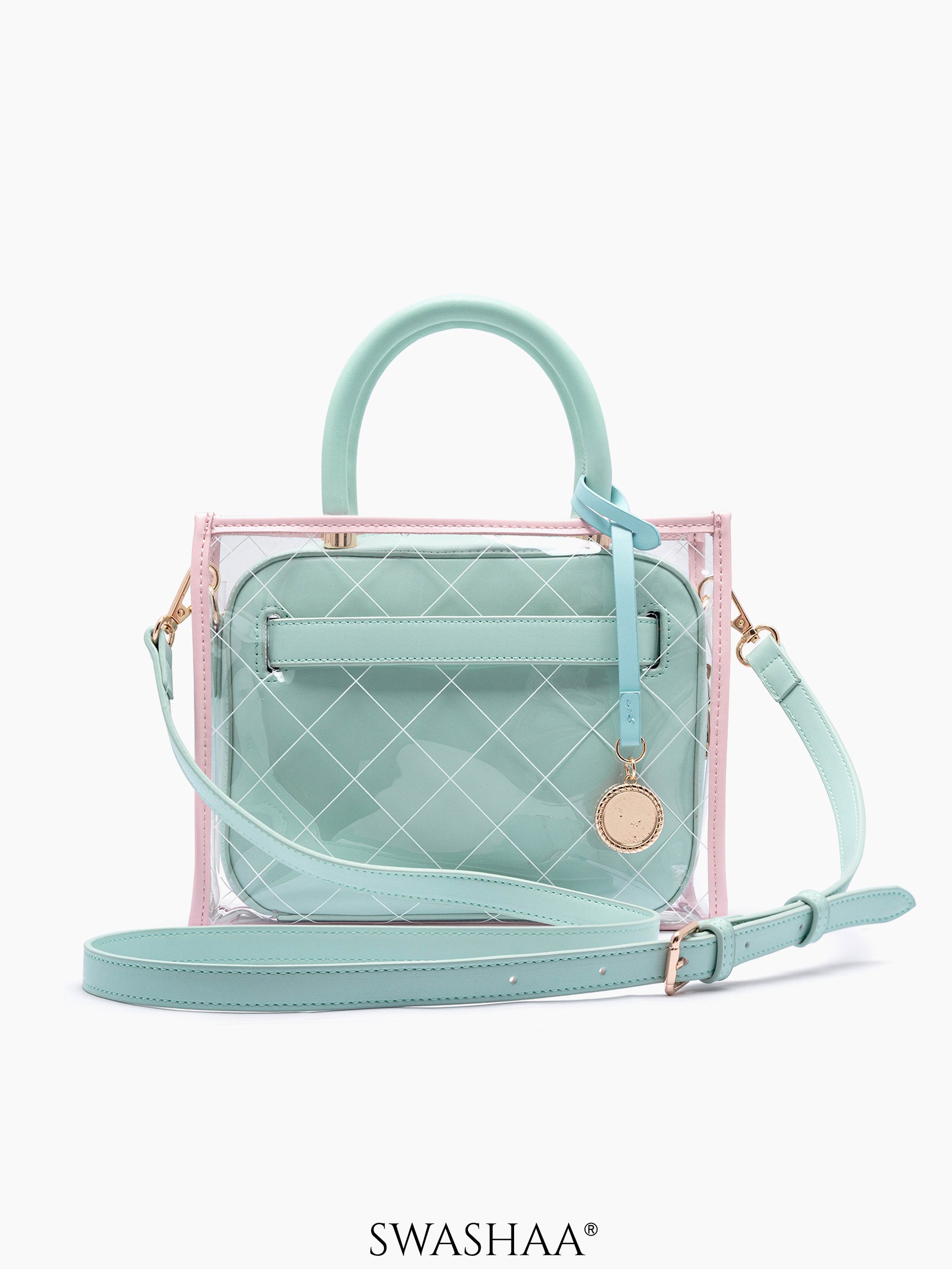Cherie Transparent Inlay Leather Handbag