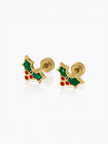 Christmas Cherries 18K Gold Plated Kid's Earrings