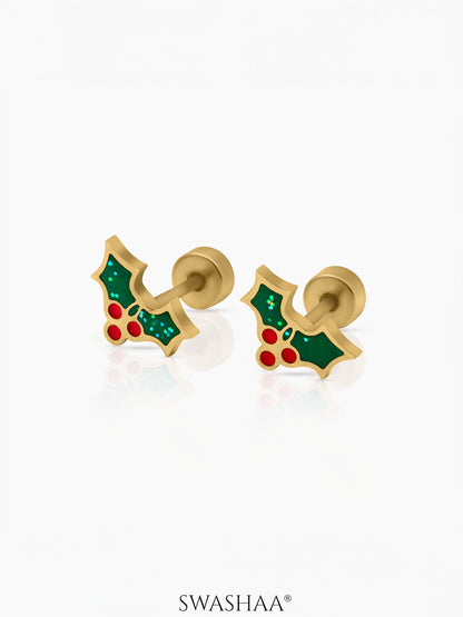 Christmas Cherries 18K Gold Plated Kid's Earrings