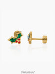 Christmas Cherries 18K Gold Plated Kid's Earrings Gold