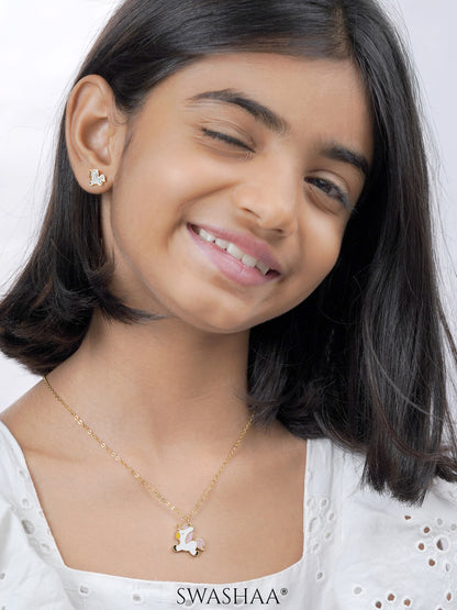 Chub Chub Uni 18K Gold Plated Kid's Jewelry Set Of 2 – Necklace & Earrings