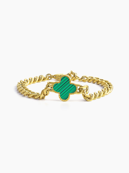 Clover Chain 18K Gold Plated - Green Men's Bracelet Gold - Green