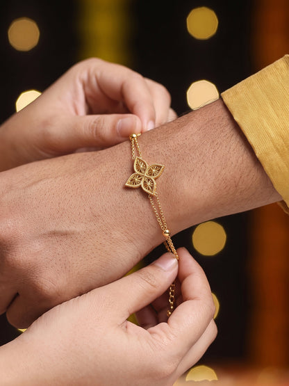 Clover Floral 18K Gold Plated Rakhi