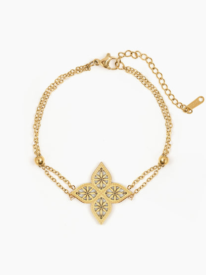Clover Floral 18K Gold Plated Women's Bracelet Gold
