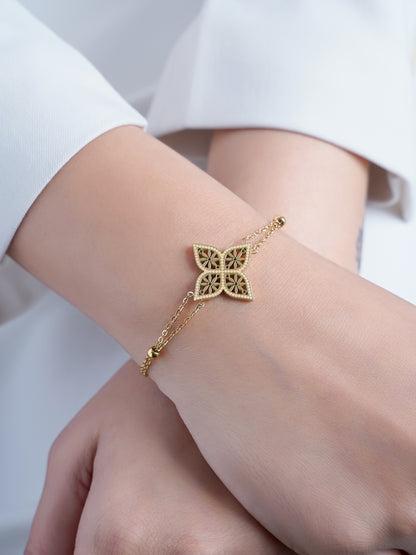 Clover Floral 18K Gold Plated Women's Bracelet