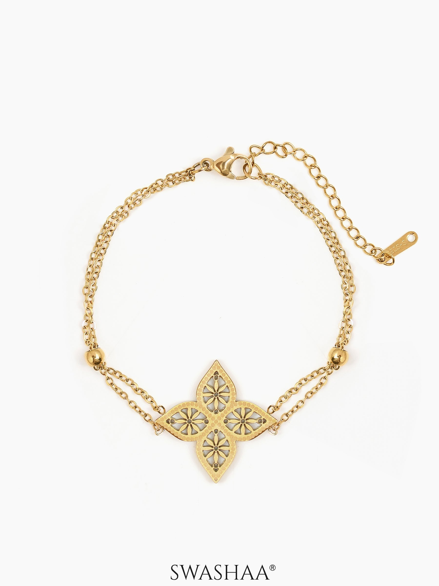 Clover Floral Men's Bracelet 18K Gold Plated