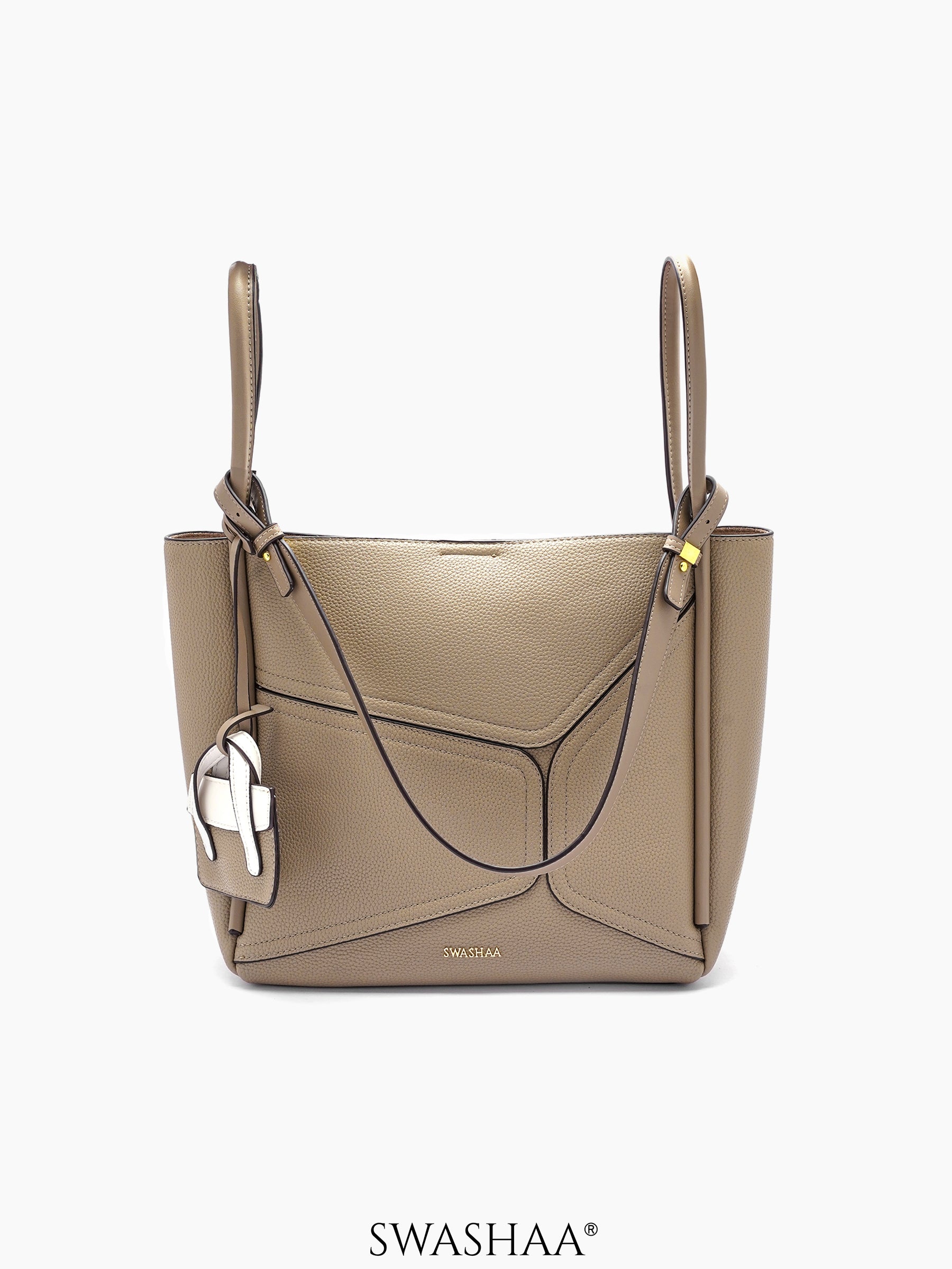 Mic Leather Tote Bag Khaki
