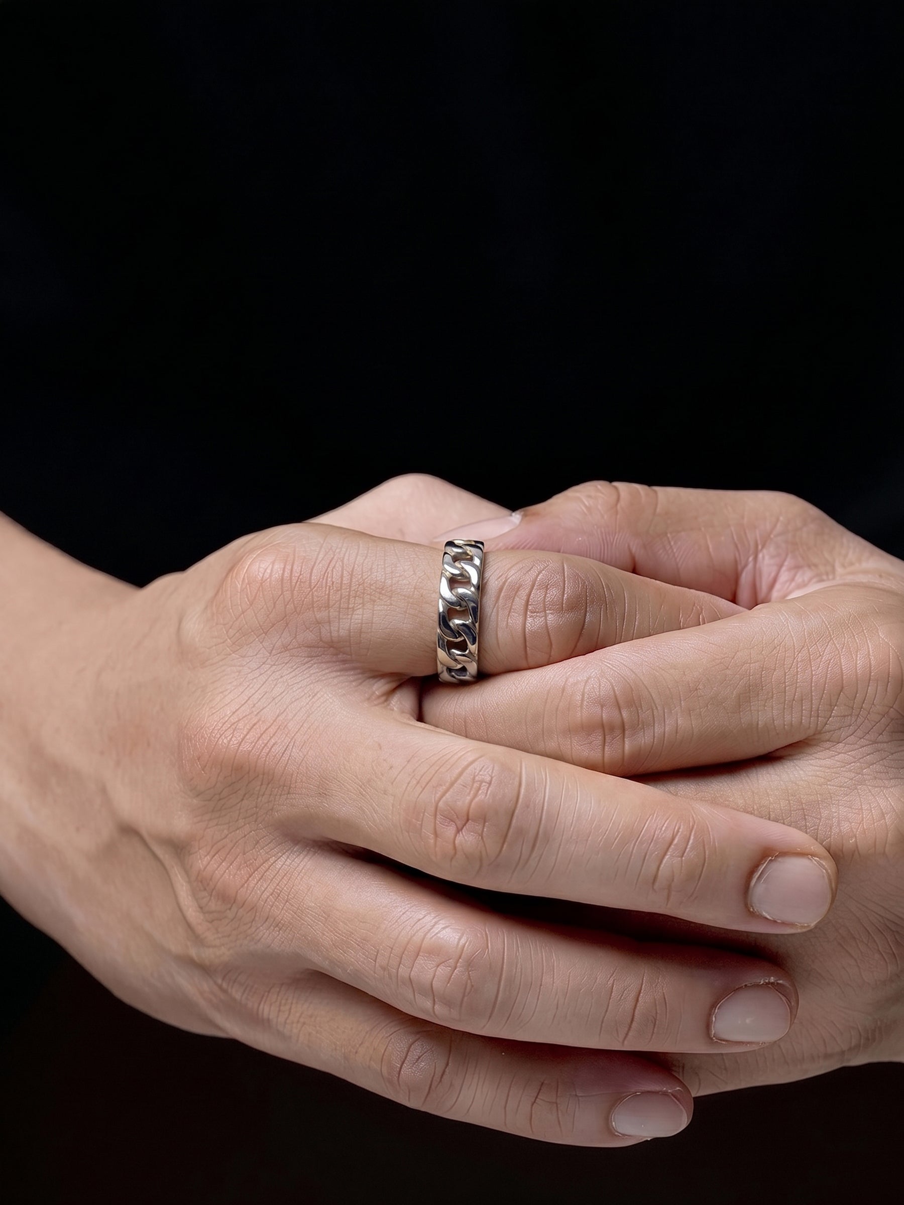 Corvik Link Silver Band Men's Rings