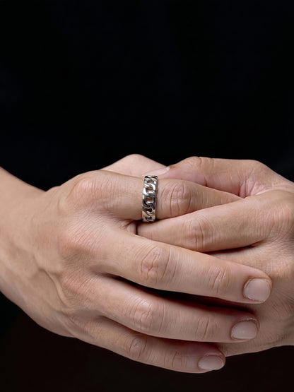Corvik Link Silver Band Men's Rings